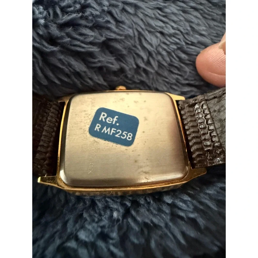 Lorus‎ Mickey Mouse Watch Gold Tone Rectangular V515-5308 RMF258 Brown Leather